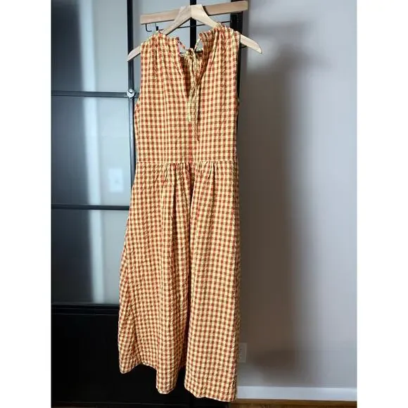 TOAST Seersucker Gingham Cotton Midi Dress Size 10 - Picture 2 of 12